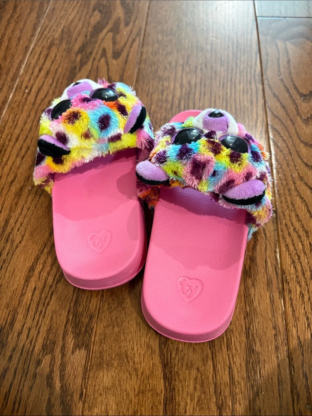TY - Kids Plush Bear Slide Sandals - Pink Multicolor